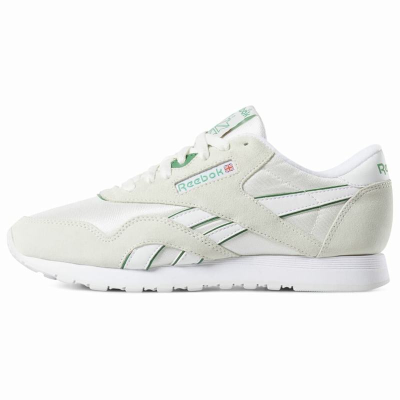 Tenisi Reebok Classic Nylon Dama Albi/Verzi Romania XB9664GF